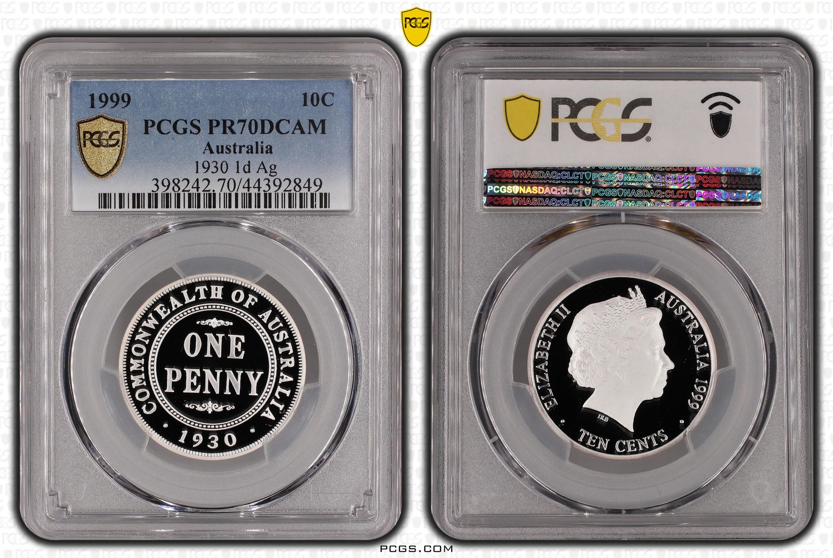 1999 Australia Ten Cent, 10c Proof 1930 1d Ag PCGS - PR70DCAM POP 22/0 -849