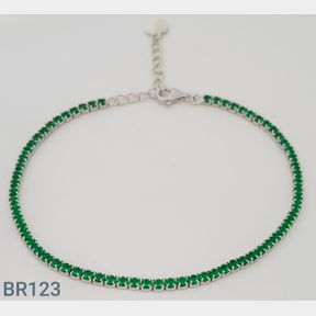 STERLING SILVER GREEN COLOUR CZ TENNIS BRACELET - 51543/273
