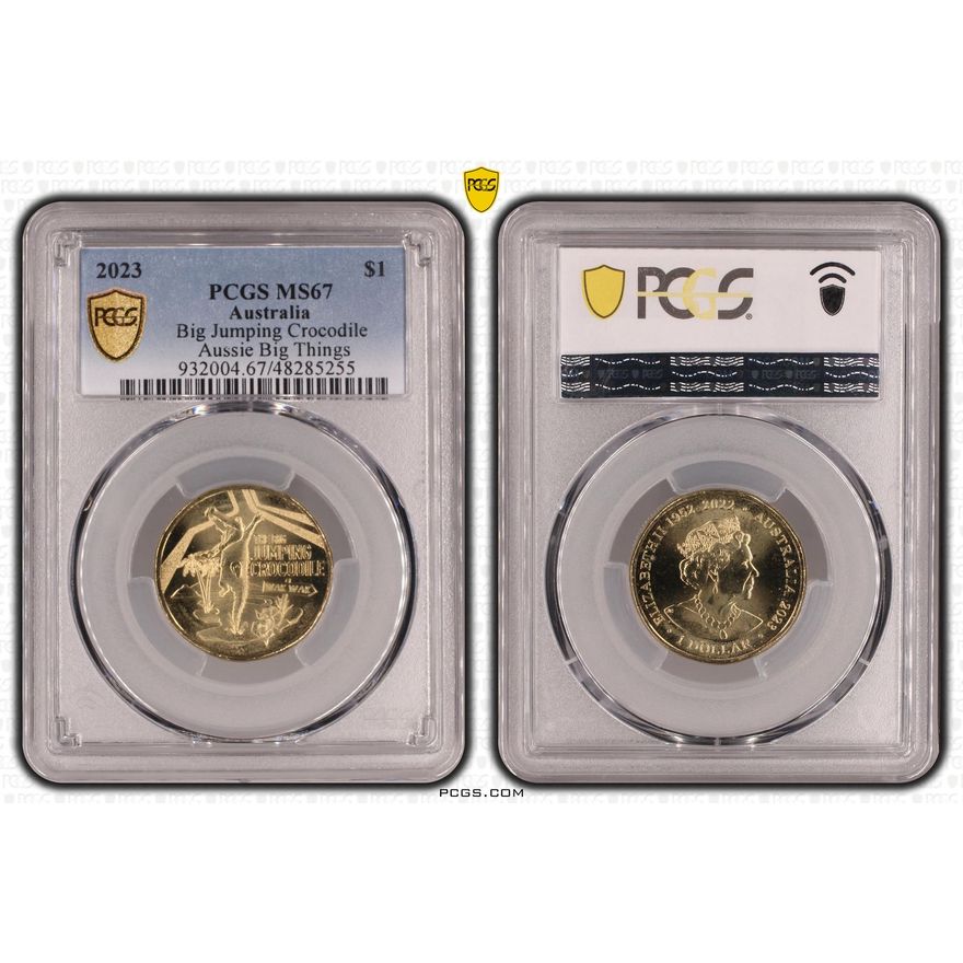 Big Jumping Crocodile Aussie Big Things, One Dollar, 2023, PCGS MS67