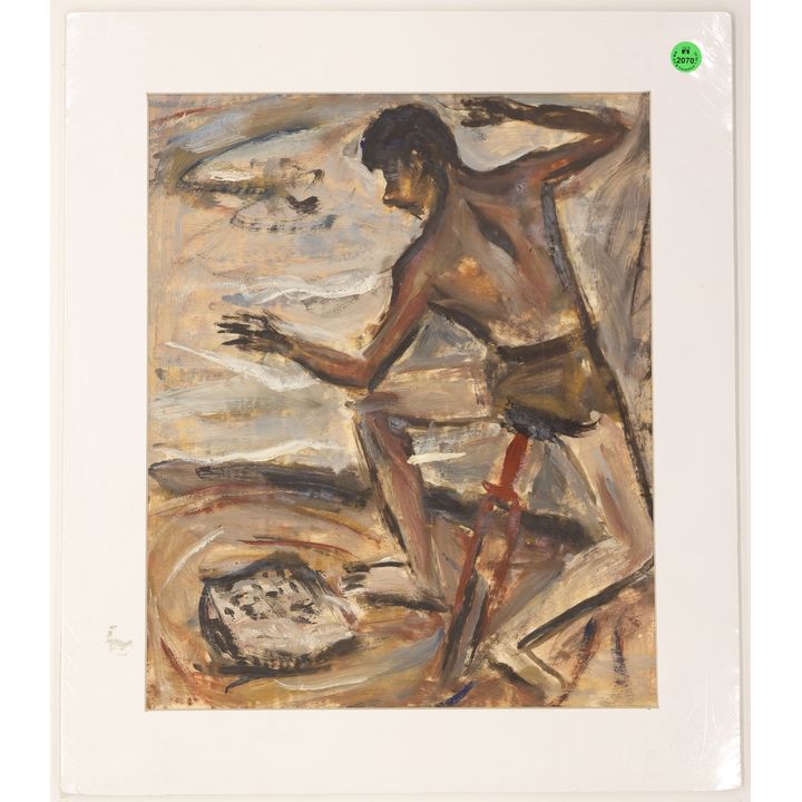 Albert Runquist ''Fire Dancer' Oil on Paper Matted