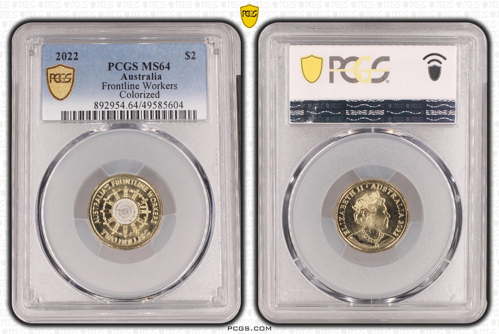 Elizabeth II, Frontline Workers Colorized , Two Dollar, 2022, PCGS MS64