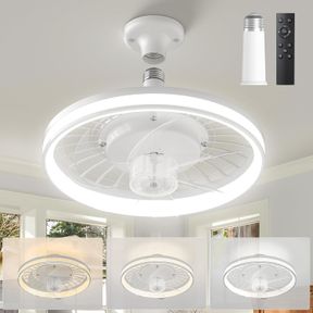 ACESAL SOCKET FAN LIGHT WITH REMOTE,3300K-6700K WHITE SMART LED INDOOR CEILING FAN, 4 FAN SPEEDS,3 COLOR DIMMING,13' SOCKET CEILIN
