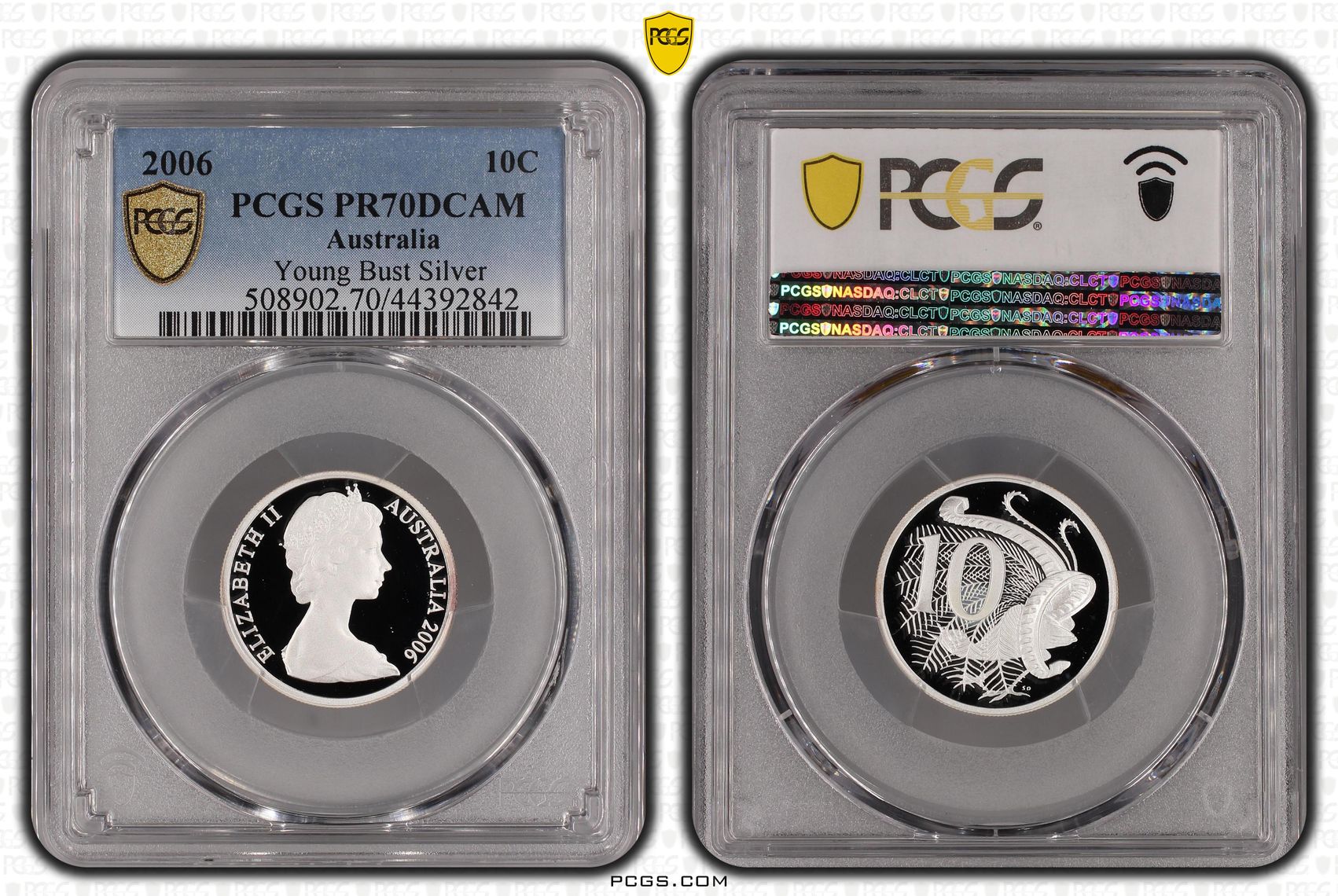 2006 Australia Ten Cent, 10c Silver Young Bust Silver PCGS - PR70DCAM POP 7/0 -842