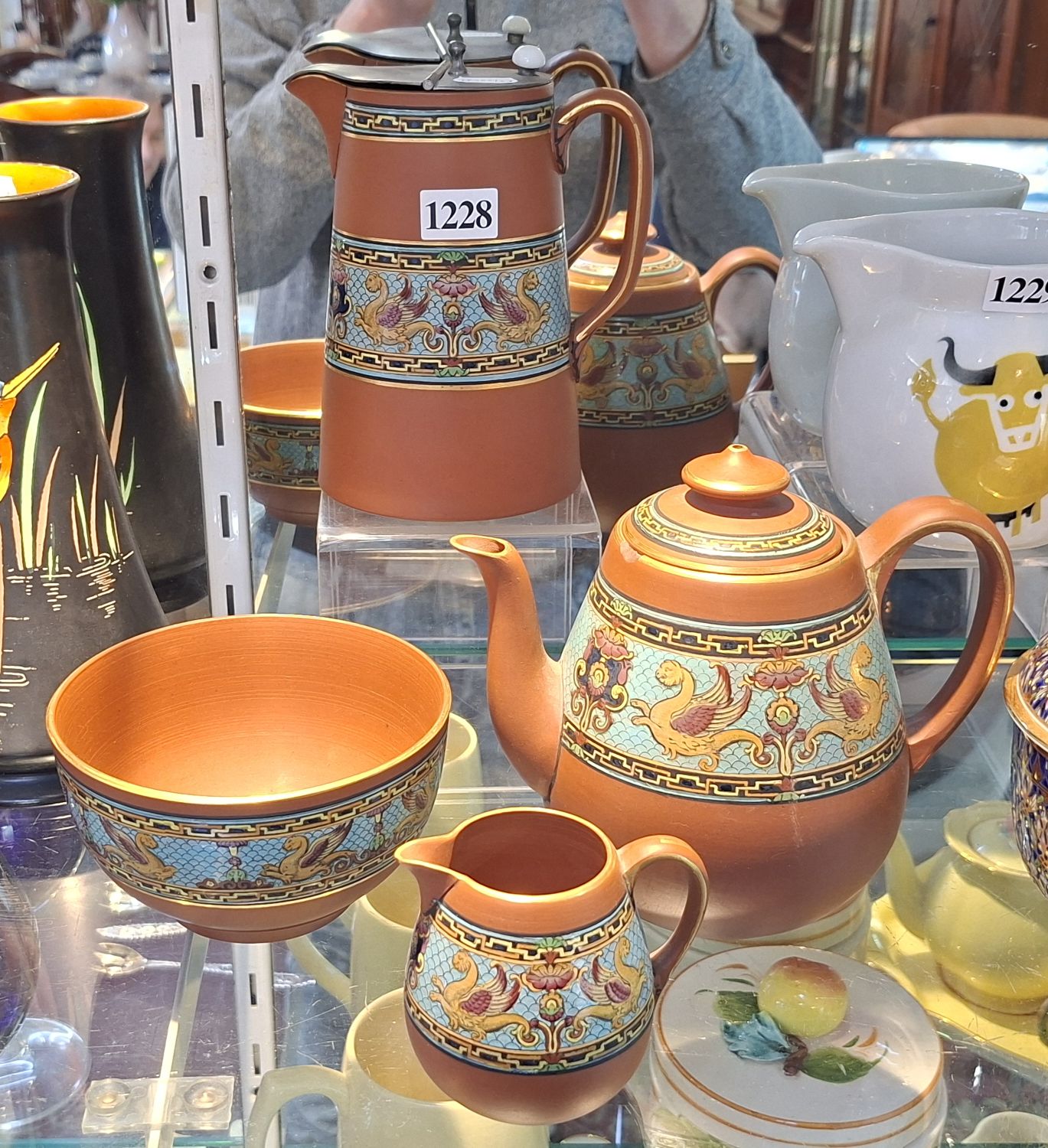 Enamel Painted Tea And Coffee Set