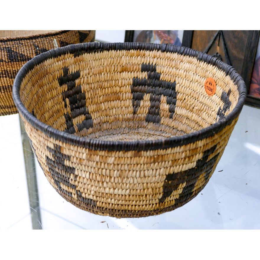 Old Pima Pictorial Indian Basket 8.5''