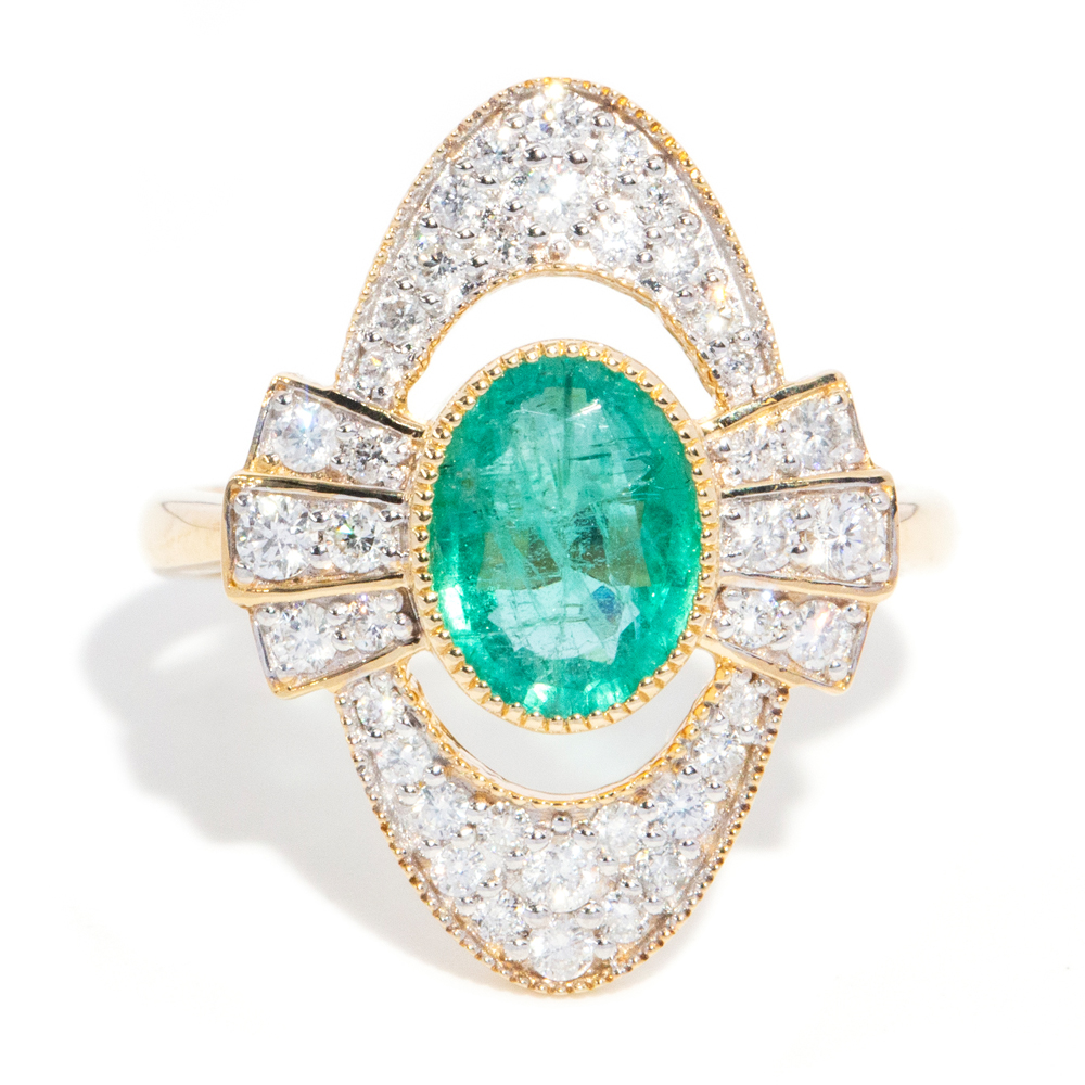 150 · 1.38 Carat Emerald & Half Carat Diamond 14ct Gold Ring
