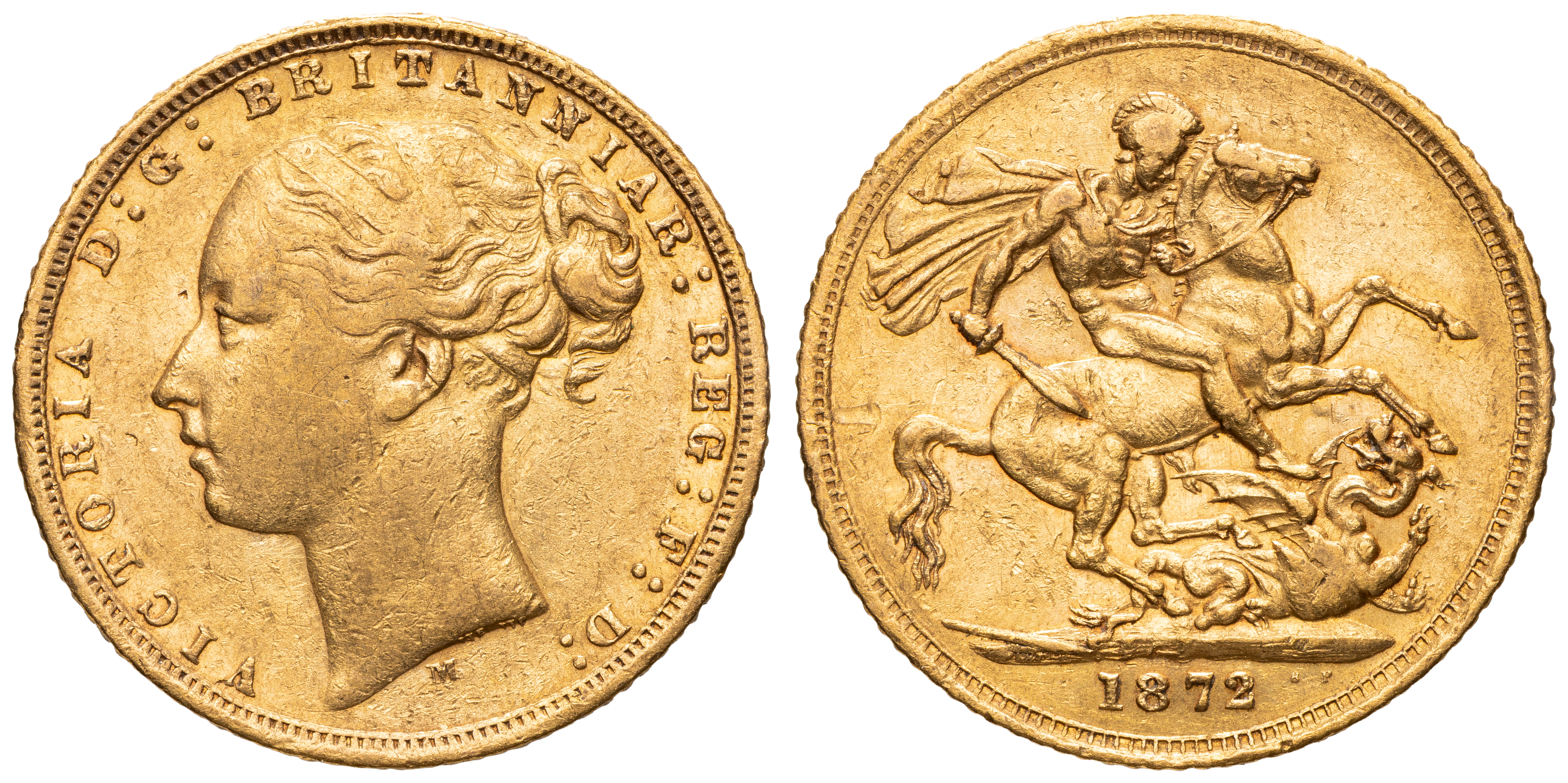 Victoria, Sovereign, 1872-M, aVF