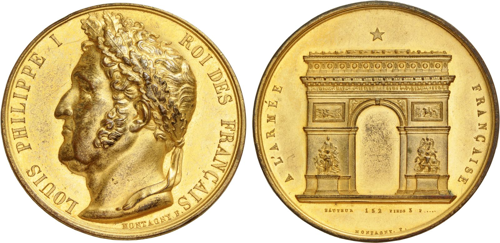 FRANCE, Royal (Restored). Louis Philippe. 1830-1848. Gilt Æ Medal (52mm ...