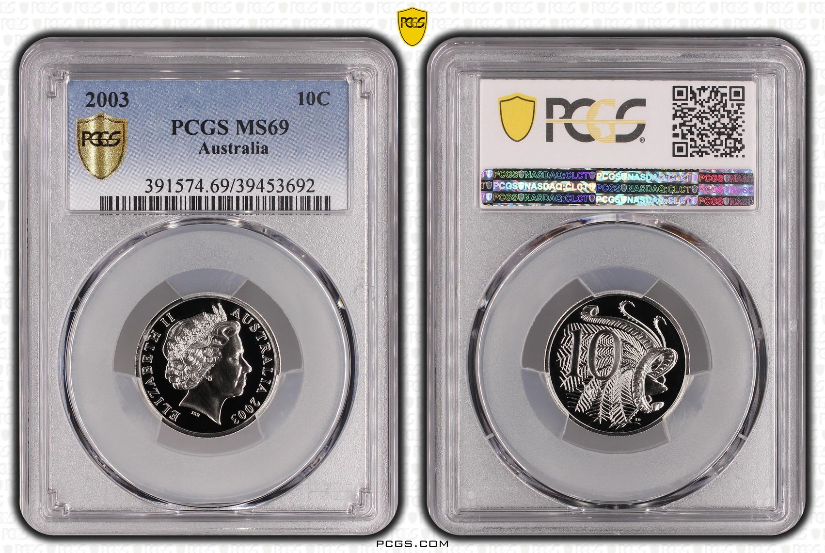 Elizabeth II, Ten Cent, 2003, PCGS MS69
