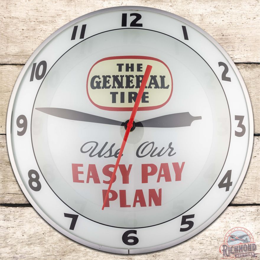The General Tire Use Our Easy Pay Plan 15" Double Bubble Advertising Clock