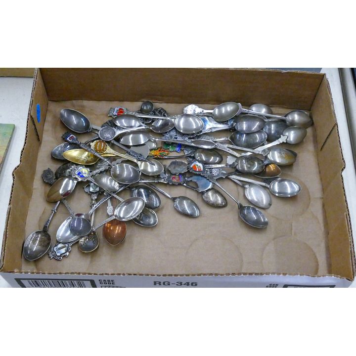 Box Old Souvenir Spoons - Some Sterling