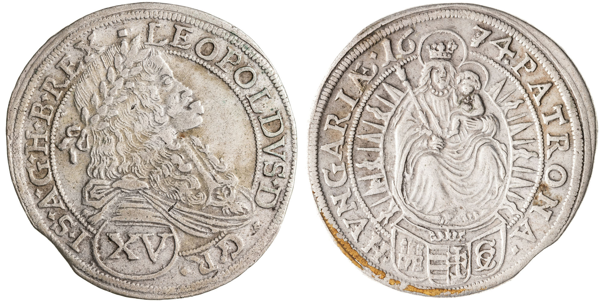 Austria, Leopold I, Fifteen Kreuzers, 1674, VF