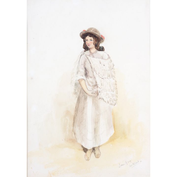 Commander Richard A. Oliver 'Jane Grey, Auckland, wearing a feather cape'