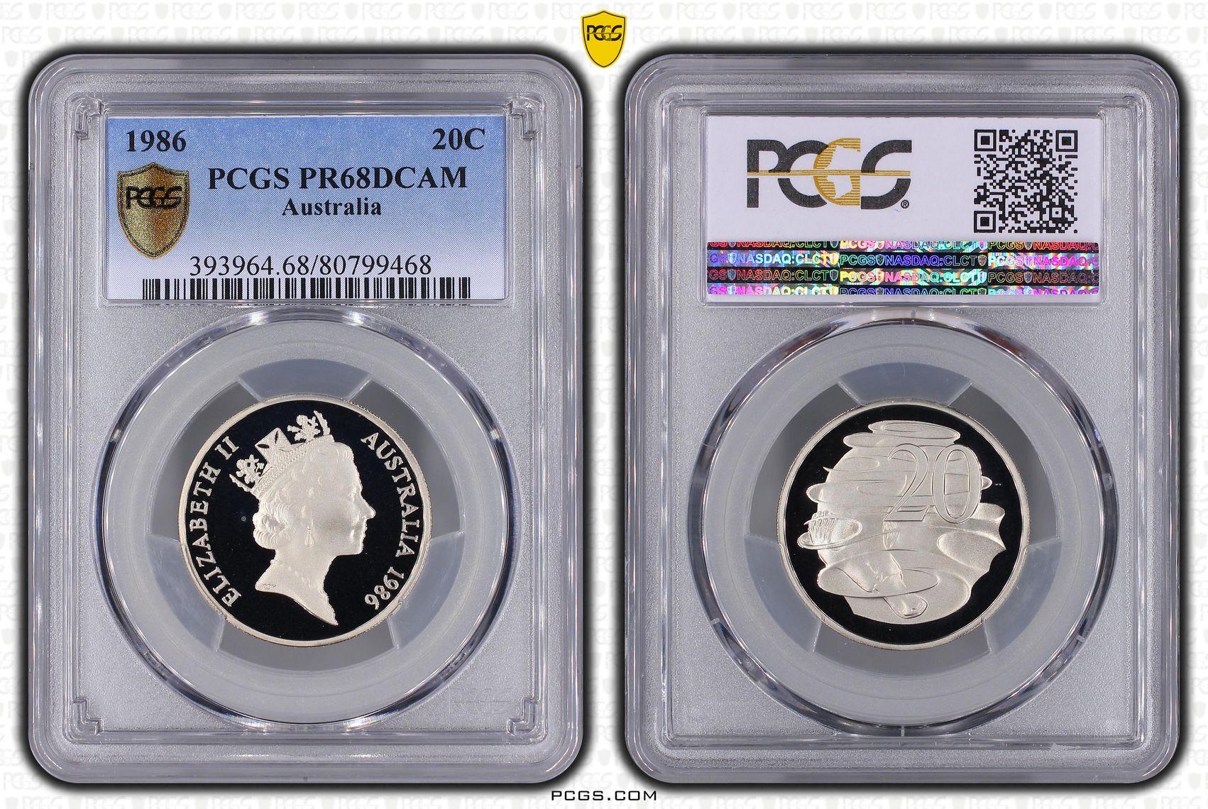 Twenty Cent, 1986, PCGS PR68DCAM