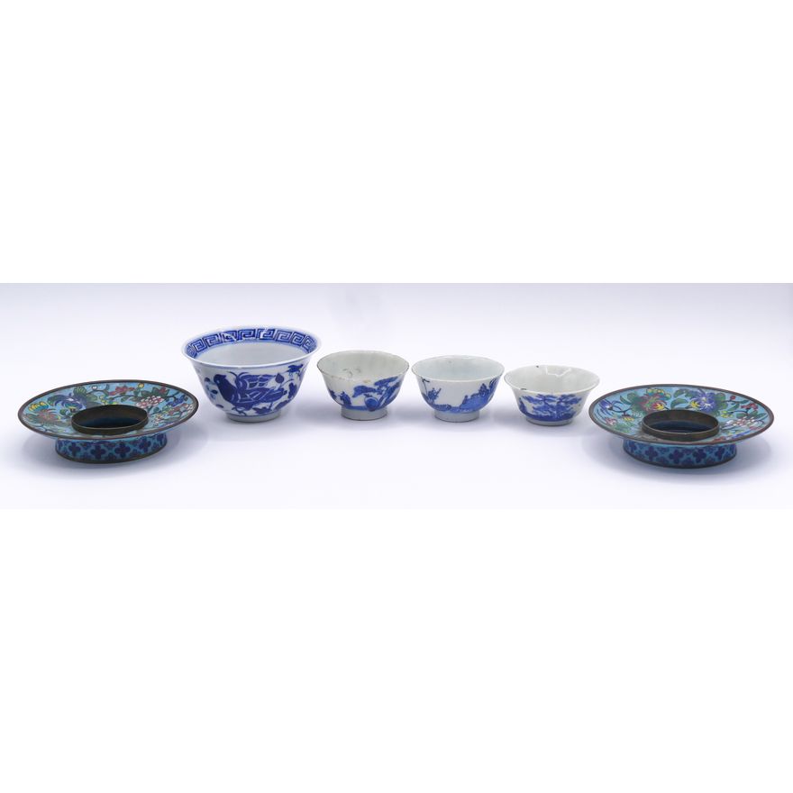 Box Old Chinese Wine Cups & Cup Stands