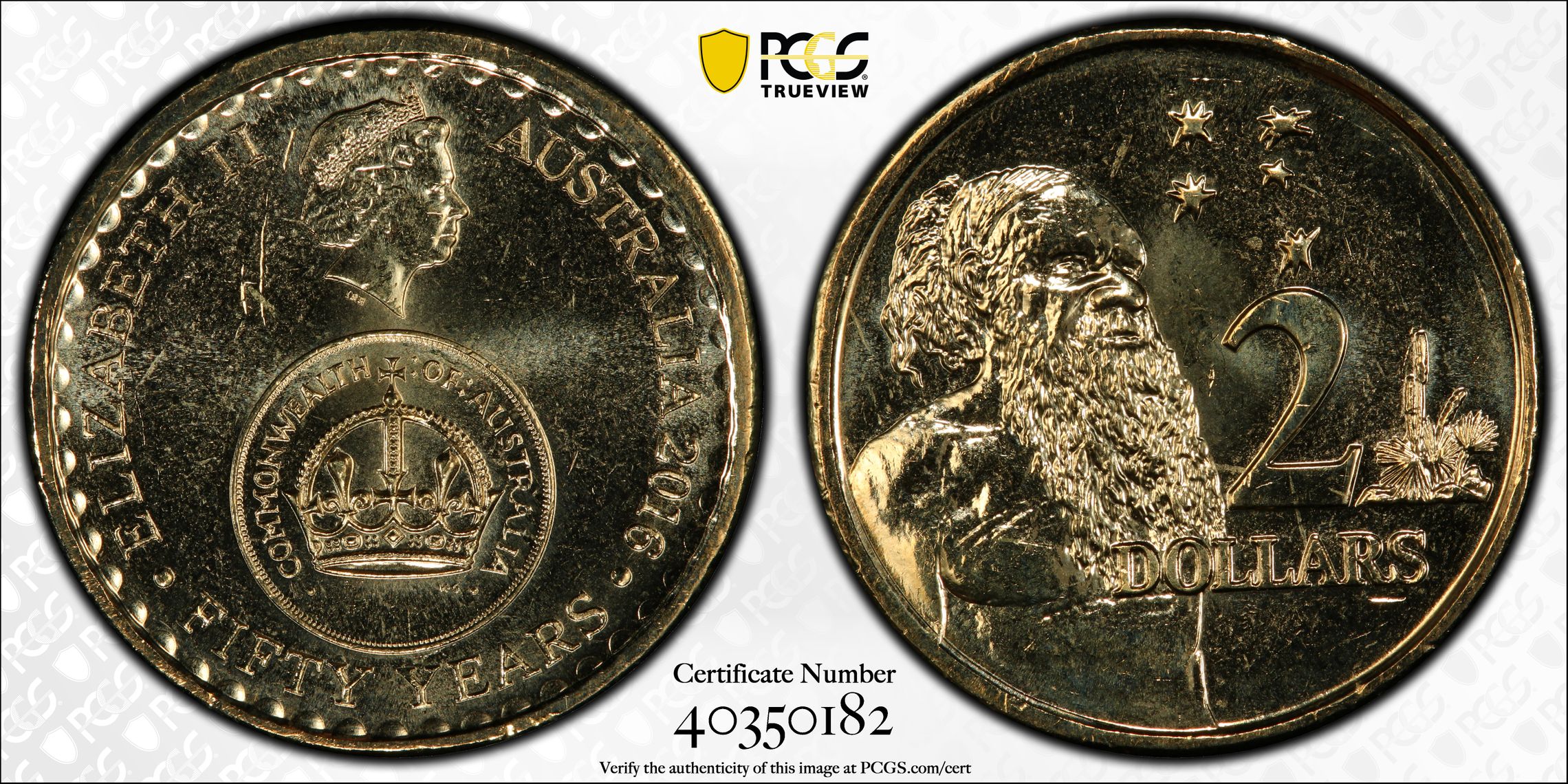 412 · Elizabeth II, 50 Yrs Decimal Currency , Two Dollar, 2016, PCGS MS66
