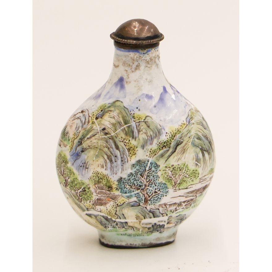 Chinese Peking Enamel Landscape Snuff Bottle