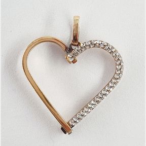 9CT GOLD PLATED & 925 SILVER HEART PENDANT - 51929/10091
