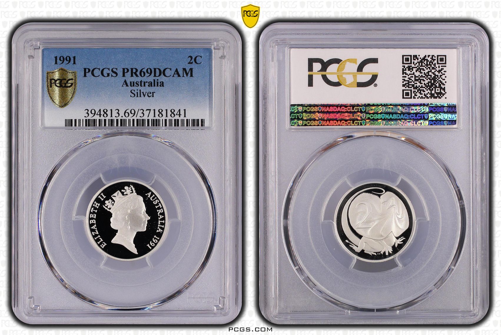 Elizabeth II, Silver, Two Cent, 1991, PCGS PR69DCAM