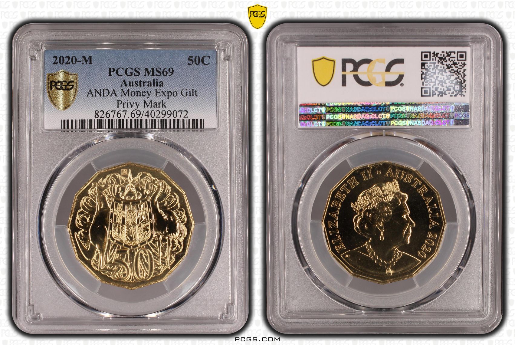421 · ANDA Money Expo Gilt, Fifty Cent, 2020-M, PCGS MS69