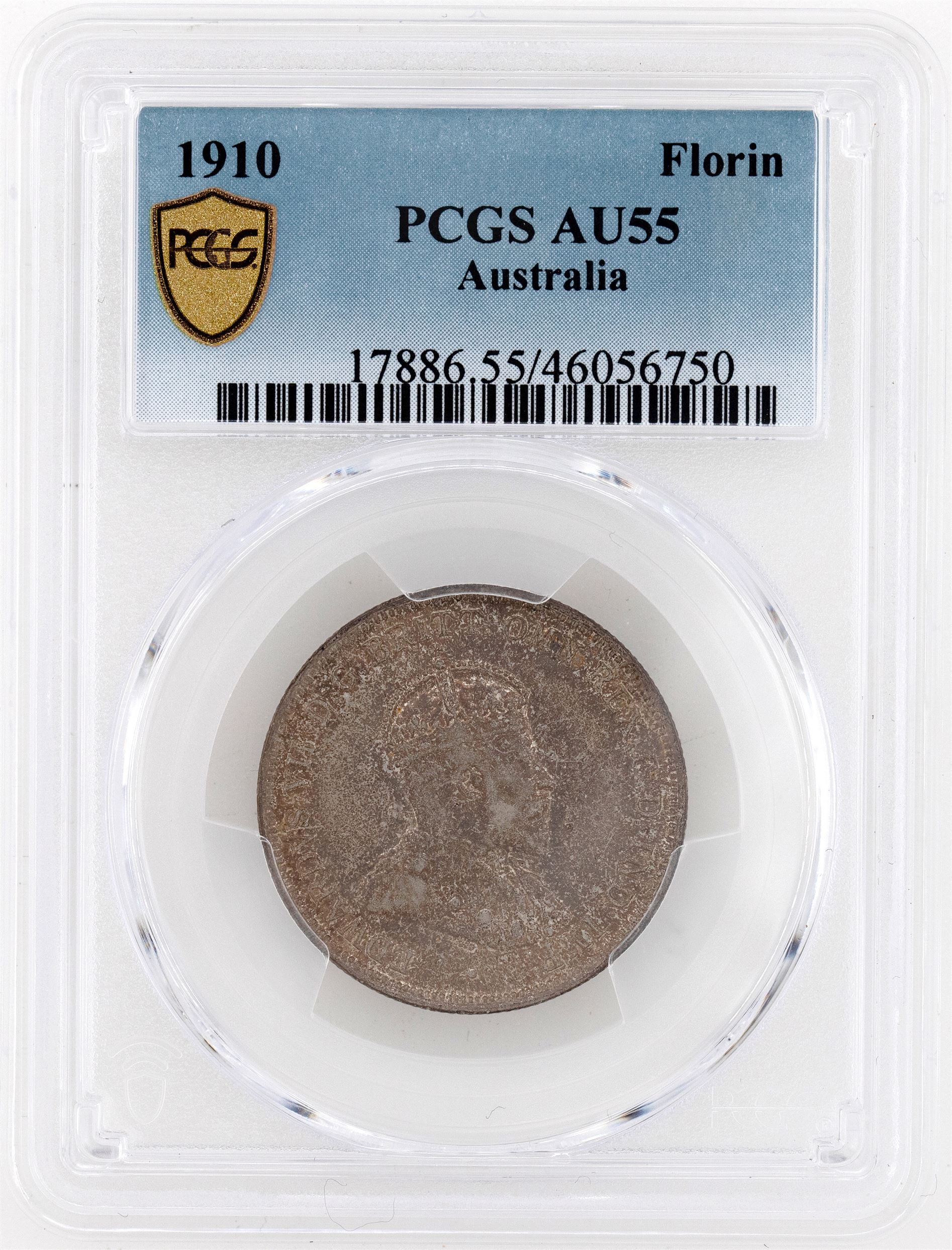 1910 Australia Florin PCGS - AU55 -750