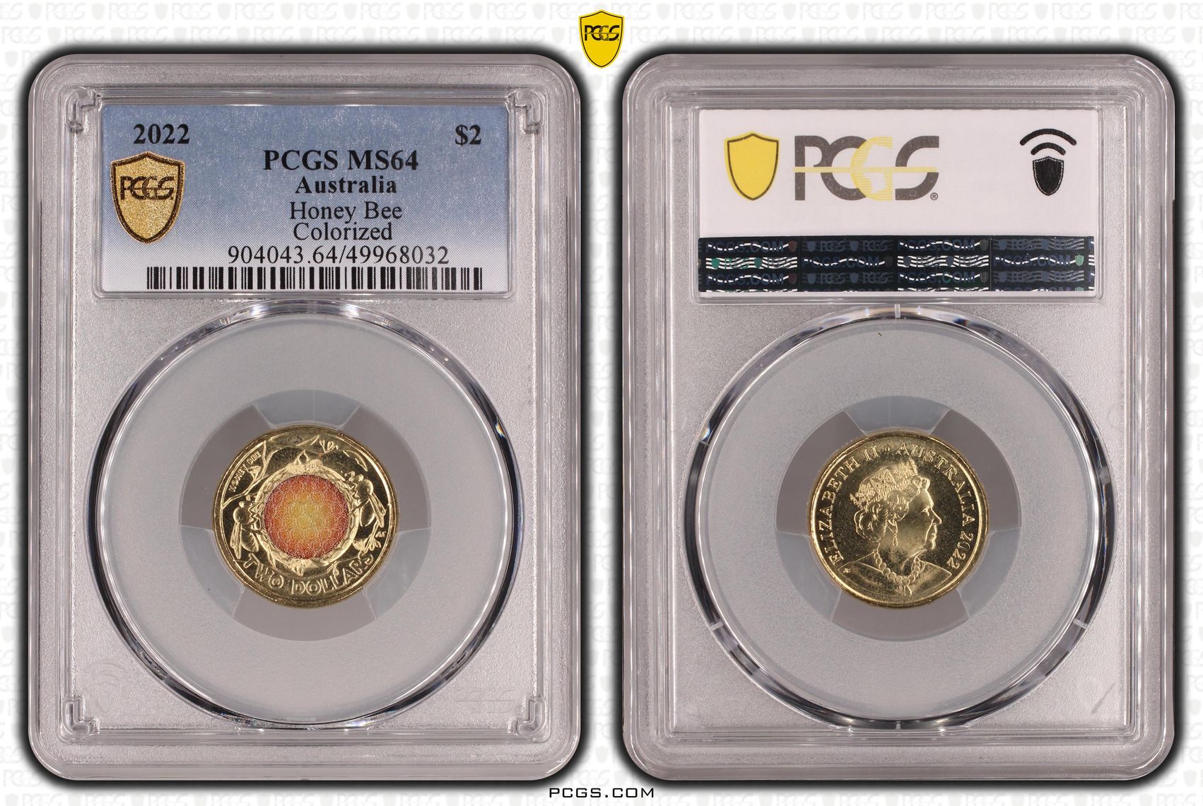 Honey Bee Colorized, Two Dollar, 2022, PCGS MS64