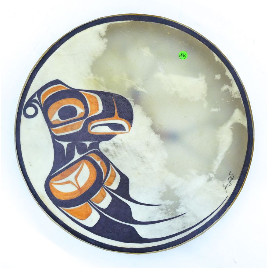 Jason LaClair (Salish) Painted Raven Drum 20''