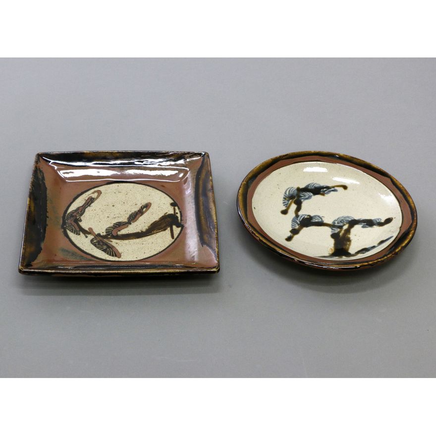 Mashiko Pottery, Two platters attributed to Sakuma Totaro