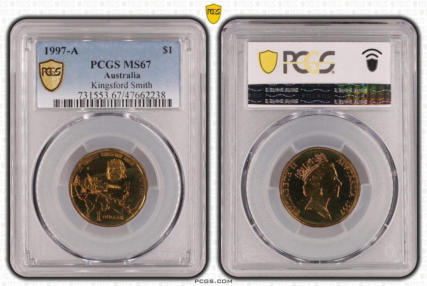 Kingsford Smith, One Dollar, 1997-A, PCGS MS67
