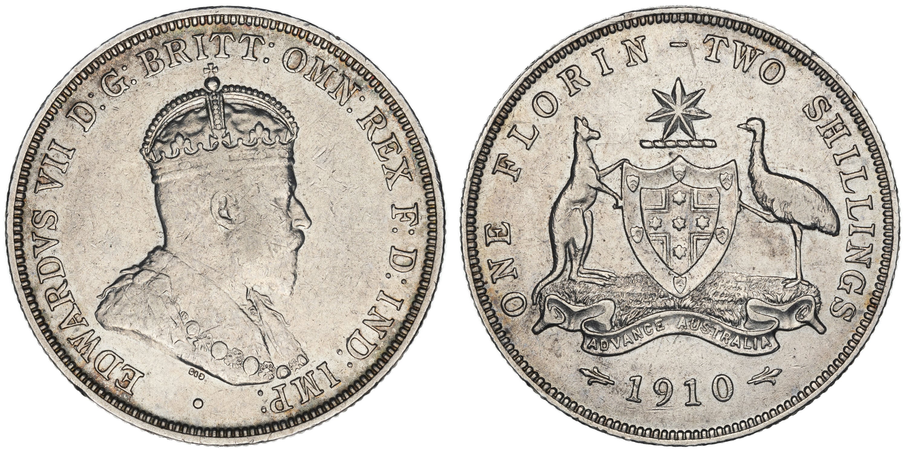 Edward VII, Florin, 1910, aFine