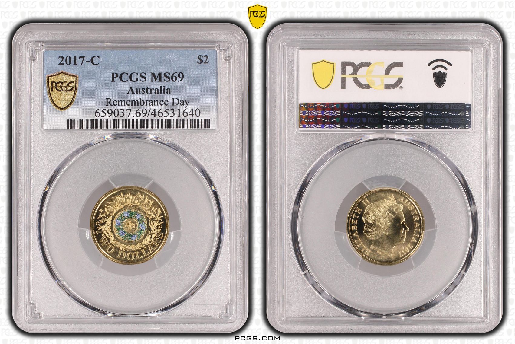 Elizabeth II, Remembrance Day, Two Dollar, 2017-C, PCGS MS 69