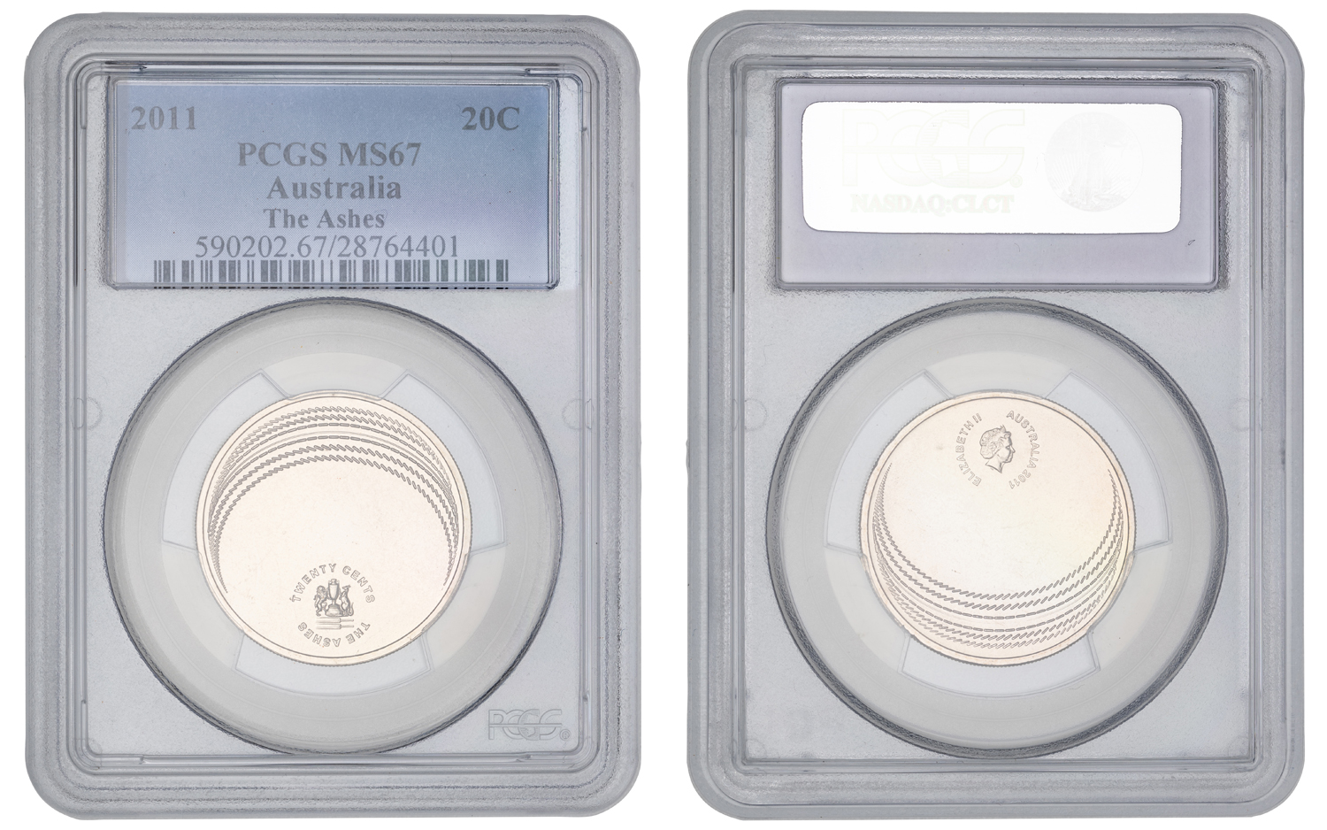 Elizabeth II, The Ashes, Twenty Cent, 2011, PCGS MS67