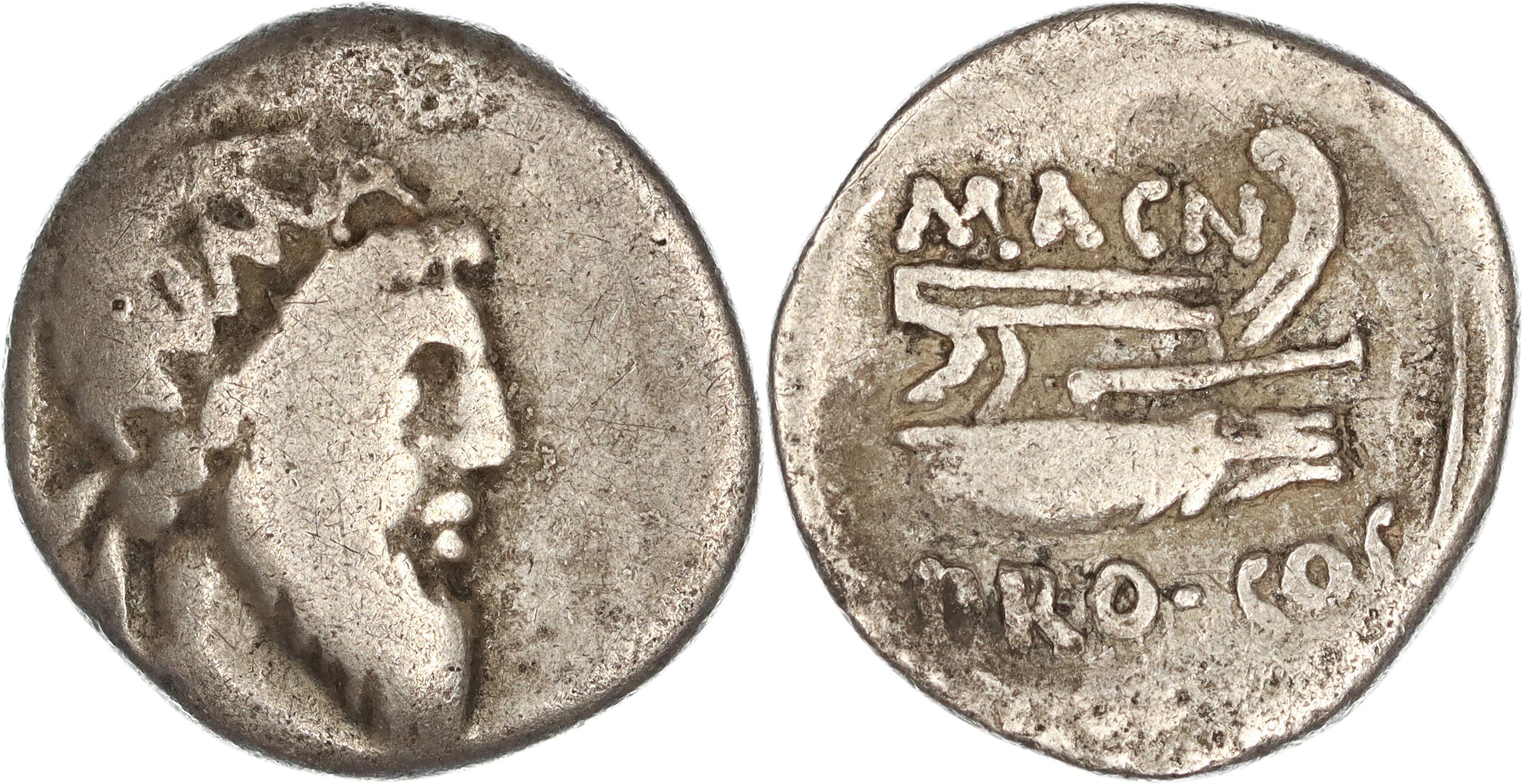 Roman Republic, Imperatorial Period, Cn. Pompeius Cn.f. Sex.n. Magnus, Silver Denarius, 49 BC, aF