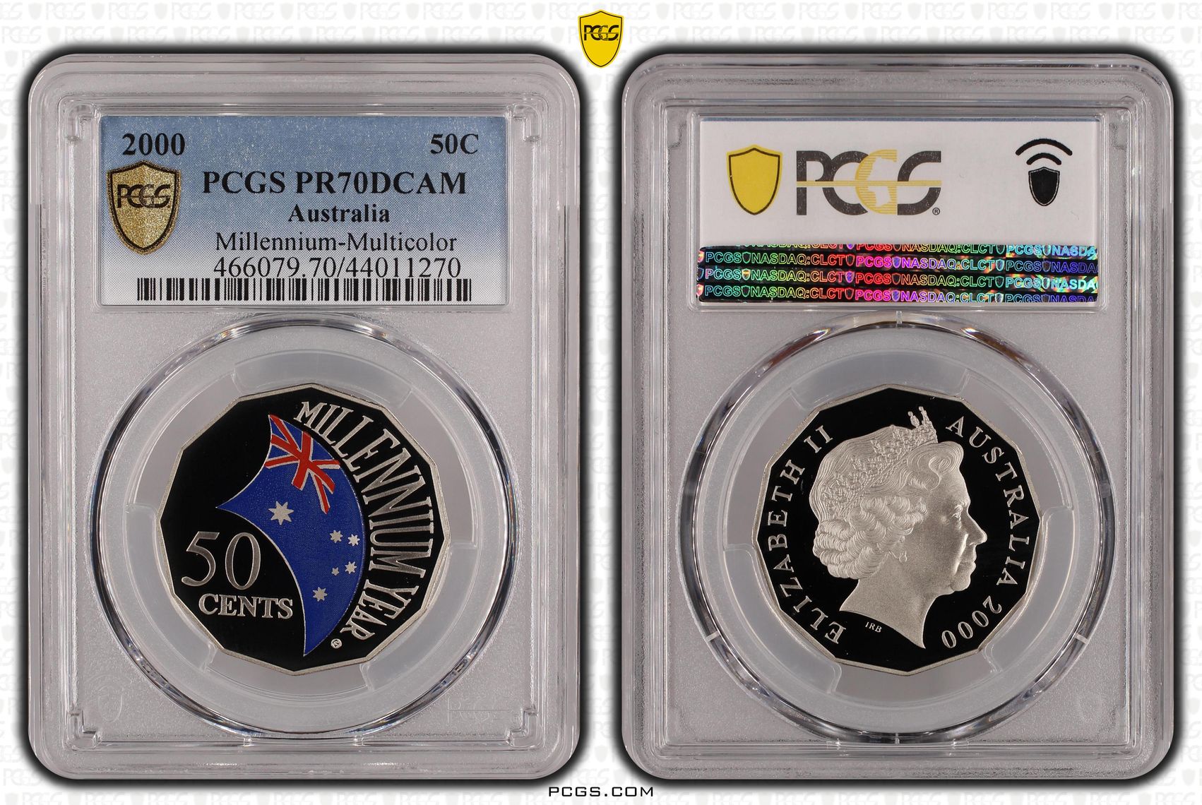 2000 Australian Fifty Cent, 50c Proof Mill-Multicolor PCGS - PR70DCAM POP 28/0 -270