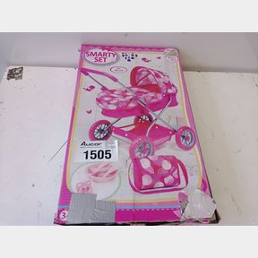 BAYER SMARTY DOLL'S PRAM SET WITH BAG AND ACCESSORIES - PINK