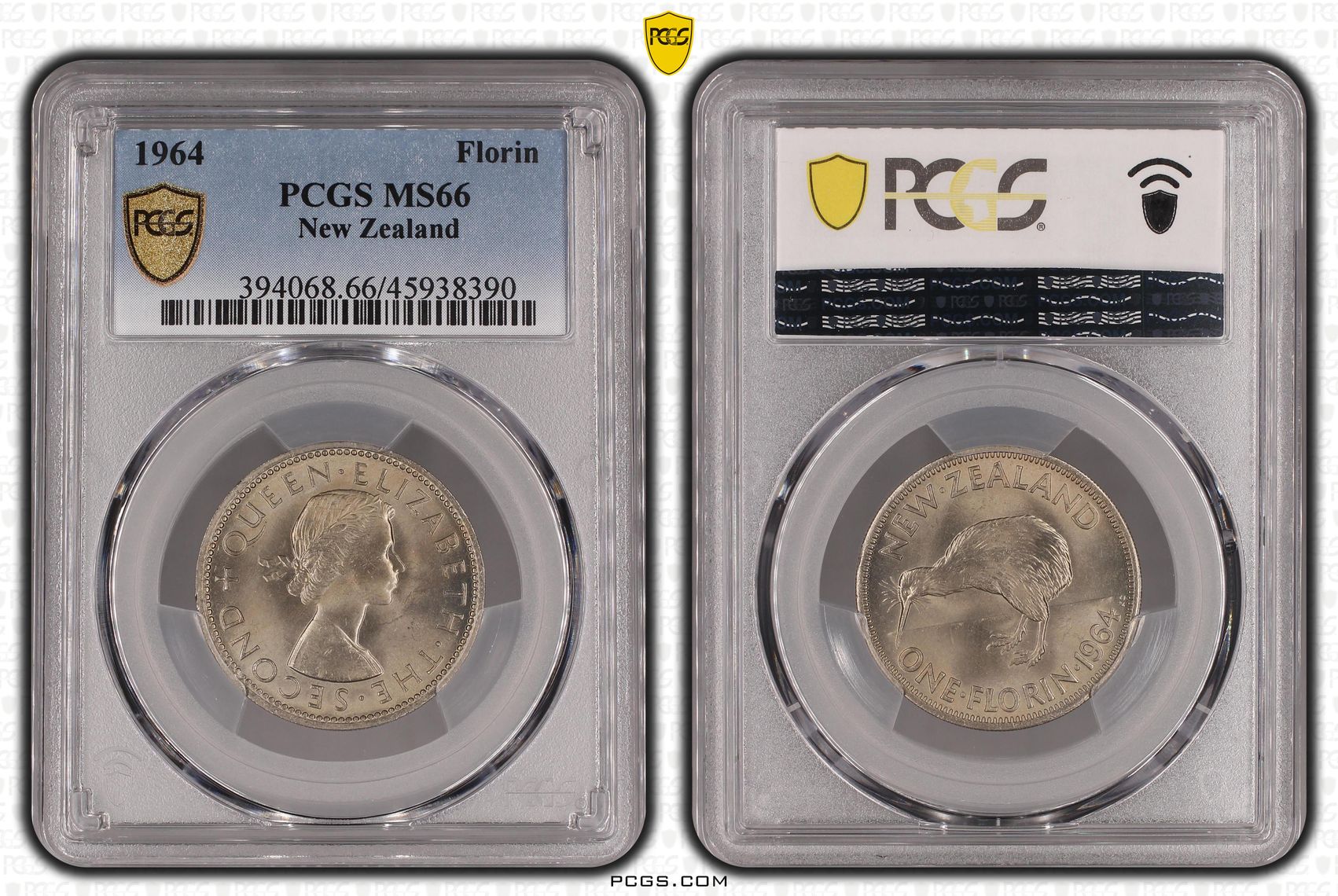1964 New Zealand Florin PCGS - MS66 -390