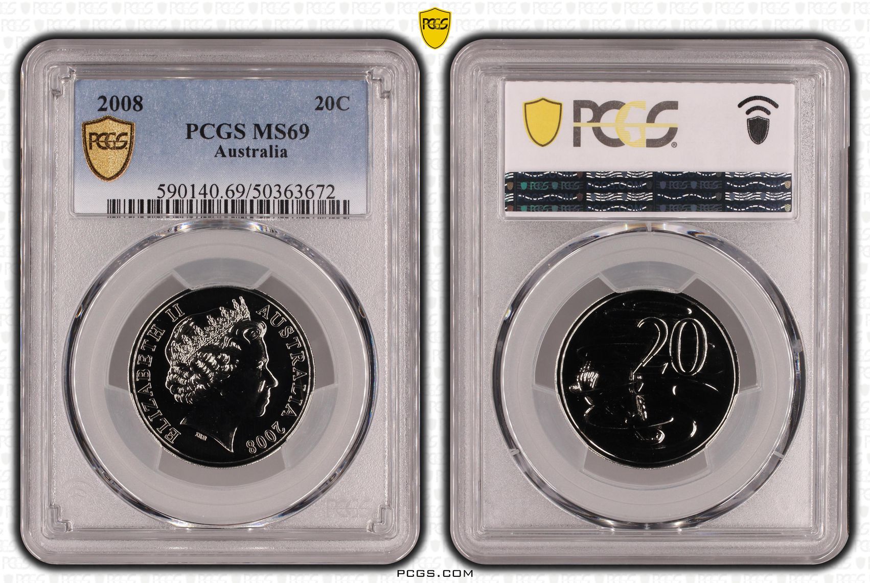 Twenty Cent, 2008, PCGS MS69