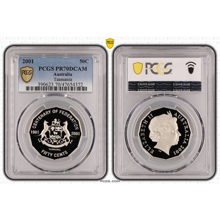 Elizabeth II, Tasmania, Fifty Cent, 2001, PCGS PR70DCAM
