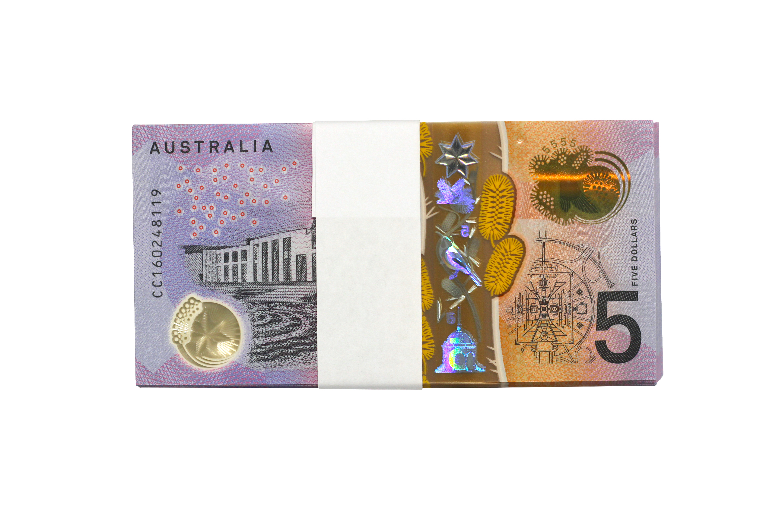 2161. · Bundle, Stevens/Fraser, Five Dollars,  2016, UNC