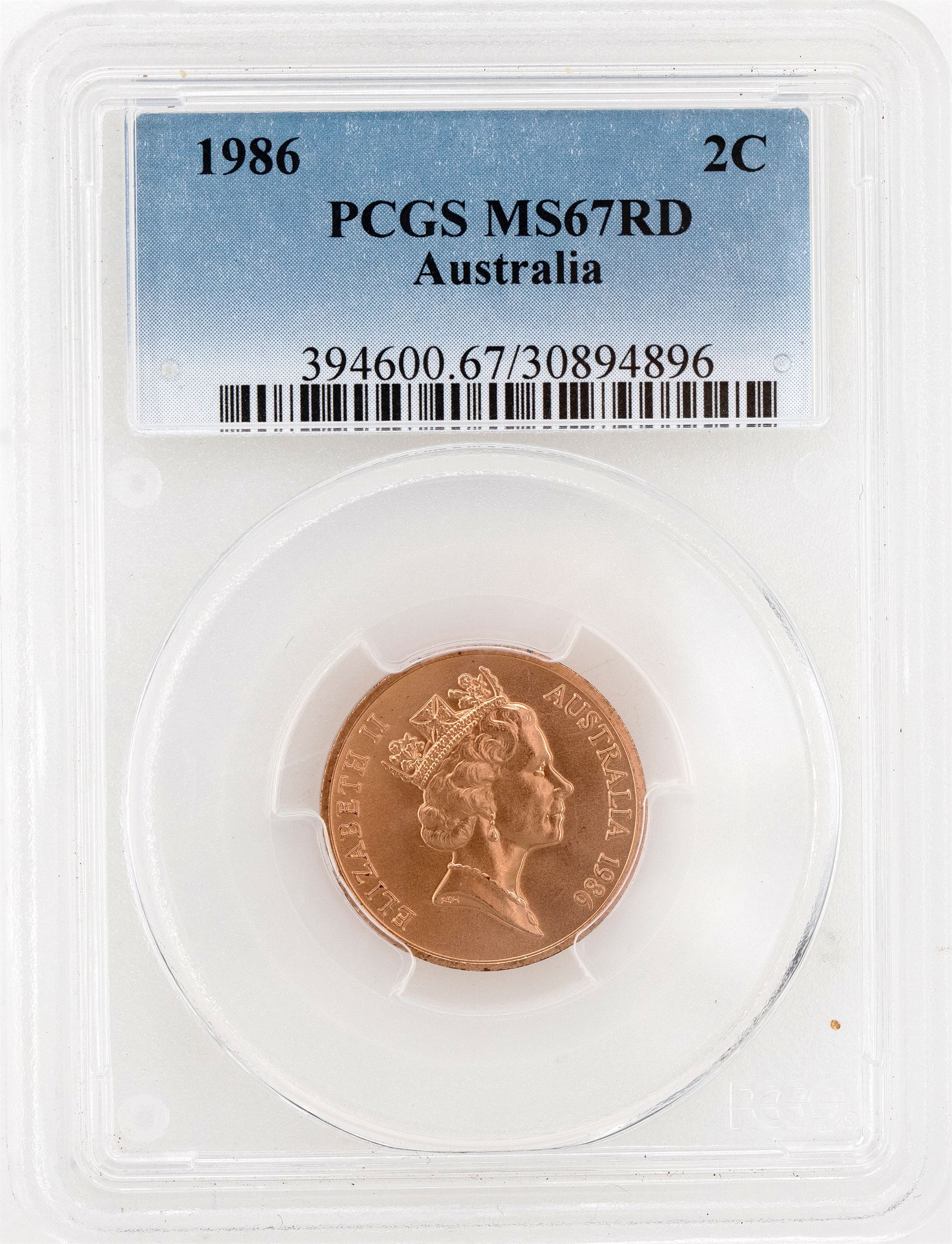 1986 Australia Two Cent, 2c PCGS - MS67RD -896