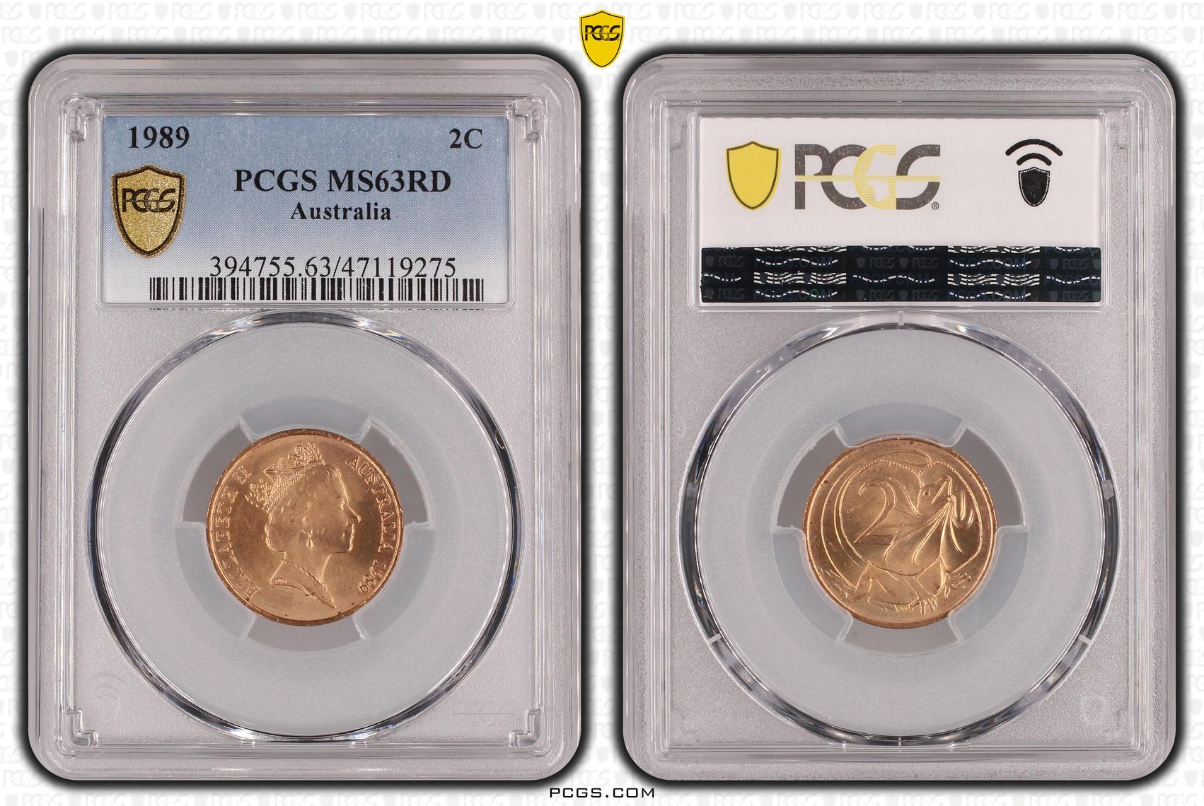 Two Cent, 1989, PCGS MS63RD