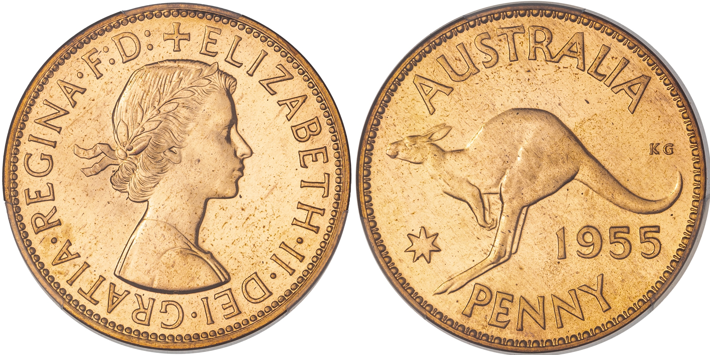 Elizabeth II, Penny, 1955, PCGS PR66RD