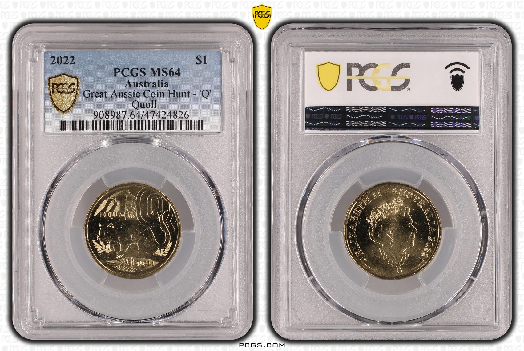 Great Aussie Coin Hunt - 'Q', One Dollar, 2022 POP Report 4/1, PCGS MS 64