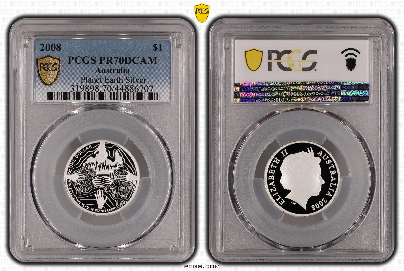 2008 Australia One Dollar, $1 Silver Planet Earth Silver PCGS - PR70DCAM POP 6/0 -707