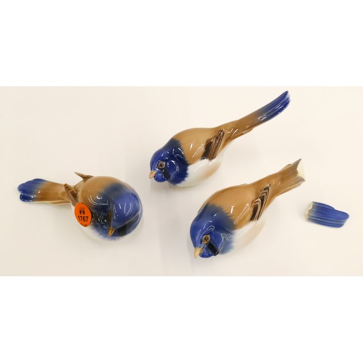 3pc B&G Porcelain Bird Figures- 1 AS IS- 5'' approx
