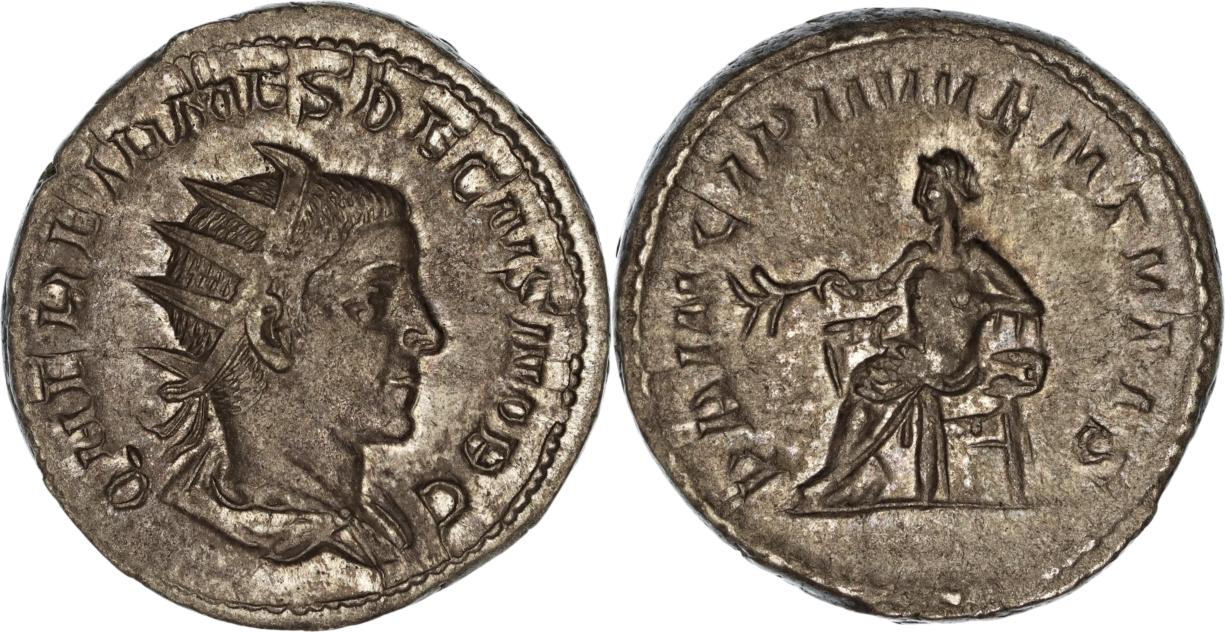 Roman Empire, Herennius Etruscus, Silver Antoninianus, 250-251 AD, nVF-VF