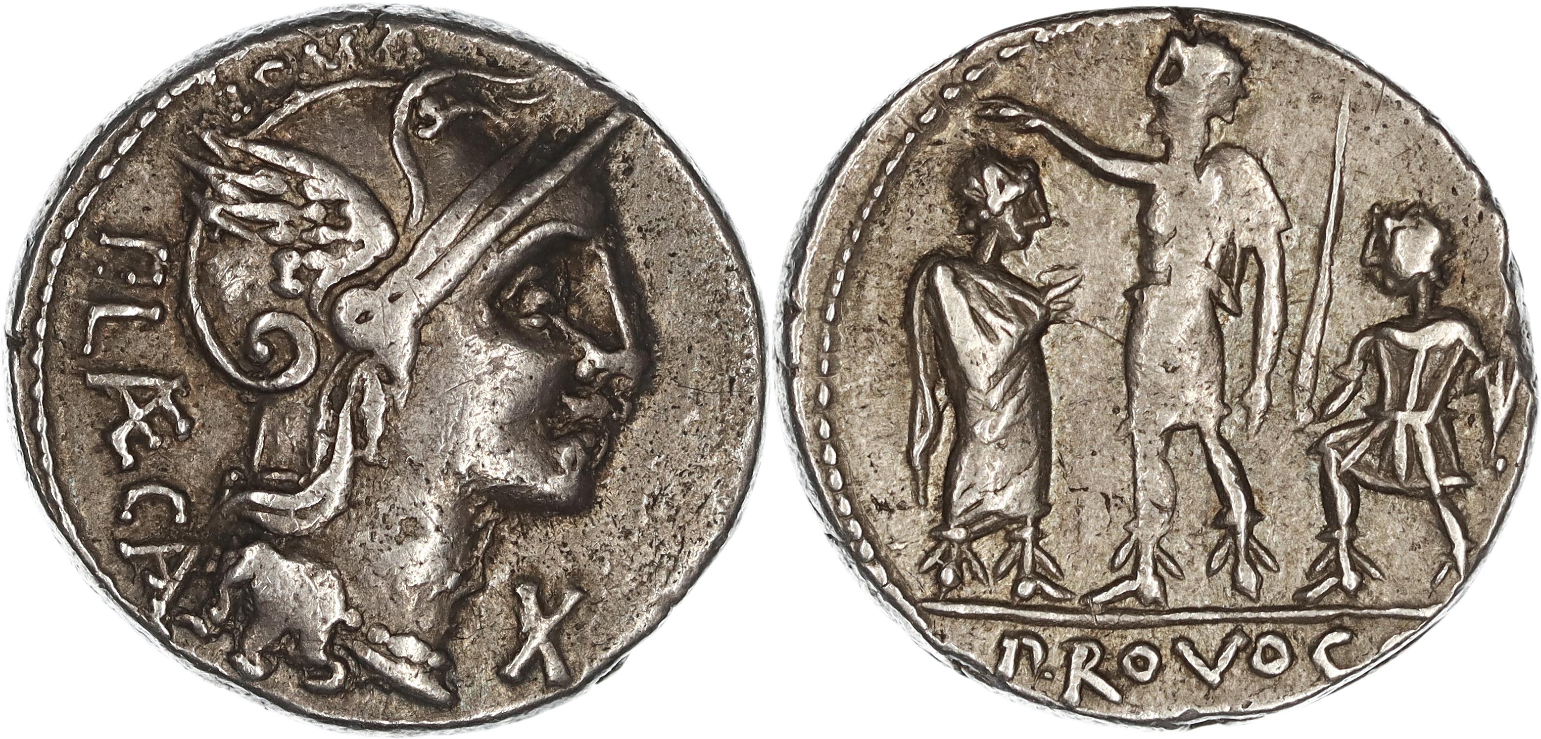 Roman Republic, P. Porcius Laeca, Silver Denarius, 110-109 BC, VF