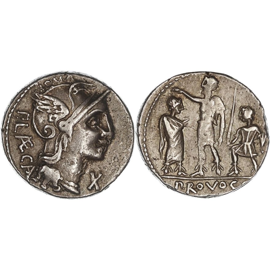 Roman Republic, P. Porcius Laeca, Silver Denarius, 110-109 BC,  VF