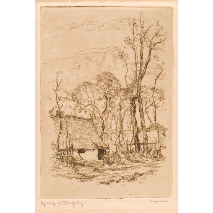 Ralph Fletcher Seymour 'Spring in Trepiez' Etching Matted- 10x8''