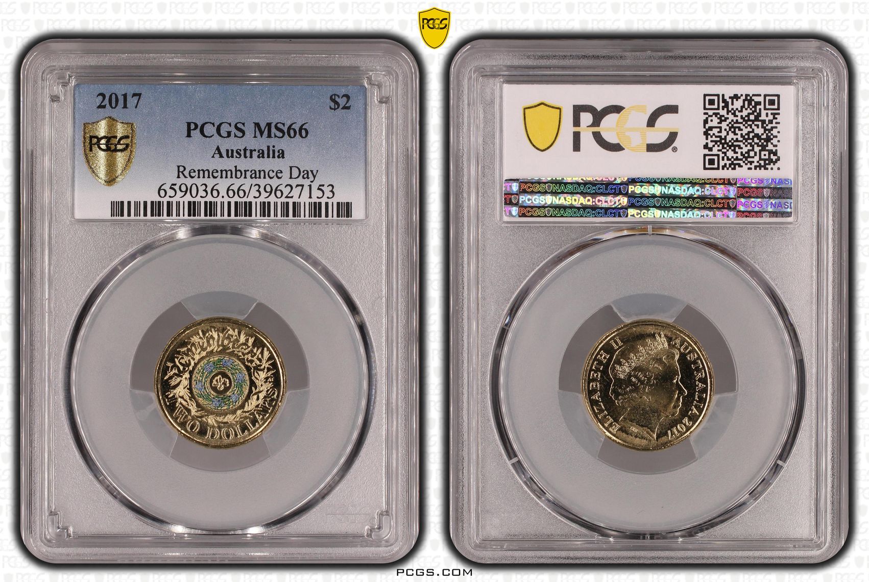Remembrance Day Colorized, Two Dollar, 2017, PCGS MS66